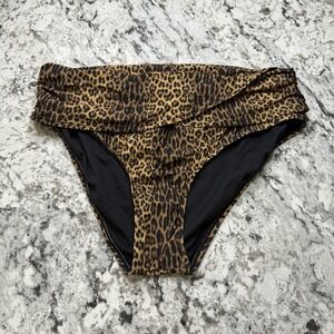 Alex Marie Bikini Bottom Womens XL Brown Leopard Print High Waist Swim Swimwear